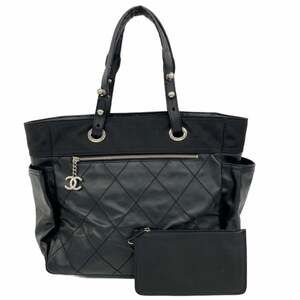 CHANEL Black Canvas Tote Bag